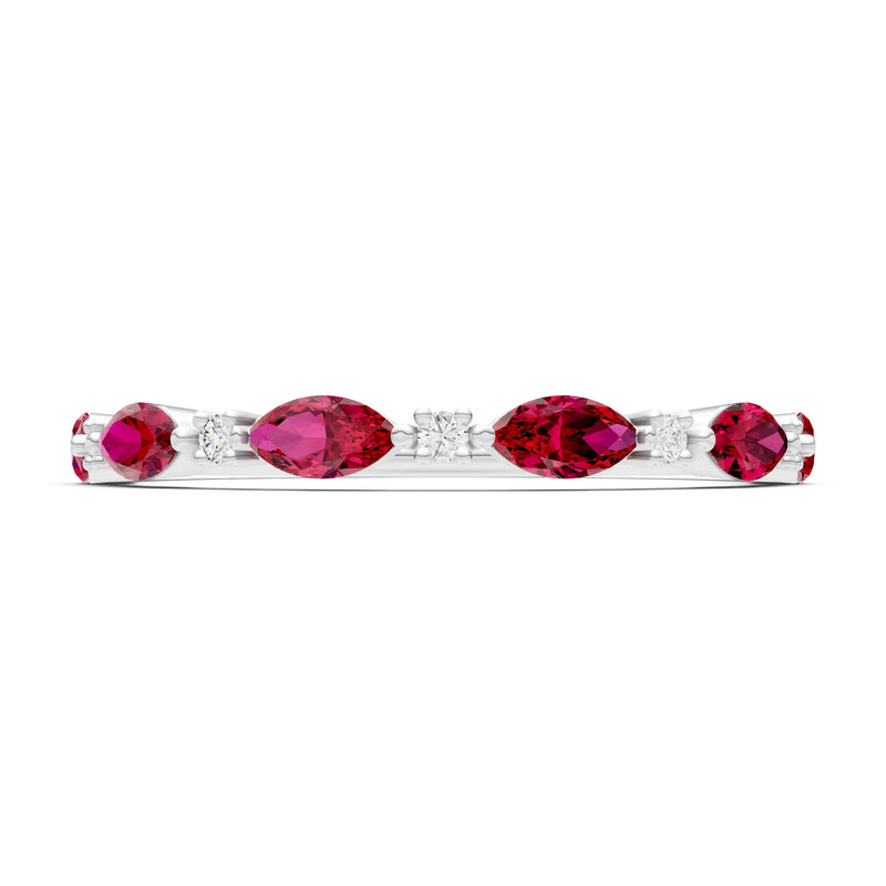 Marquise & Round Gemstone Dainty Alternating Prong Station Half Band