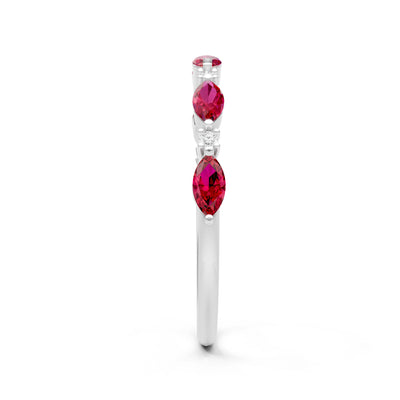 Marquise & Round Gemstone Dainty Alternating Prong Station Half Band