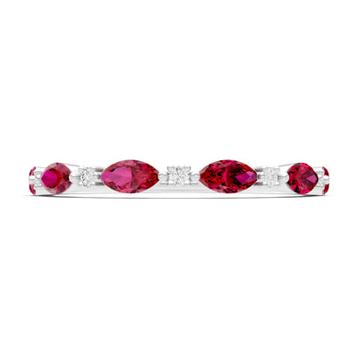 Ruby Dainty Alternating Prong Station Marquise & Round Half Band