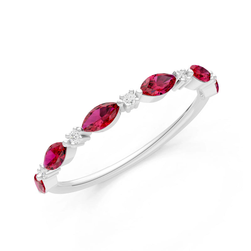 Ruby Dainty Alternating Prong Station Marquise & Round Half Band