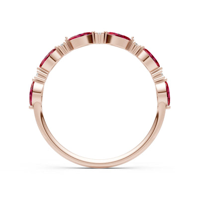 Ruby Dainty Alternating Prong Station Marquise & Round Half Band