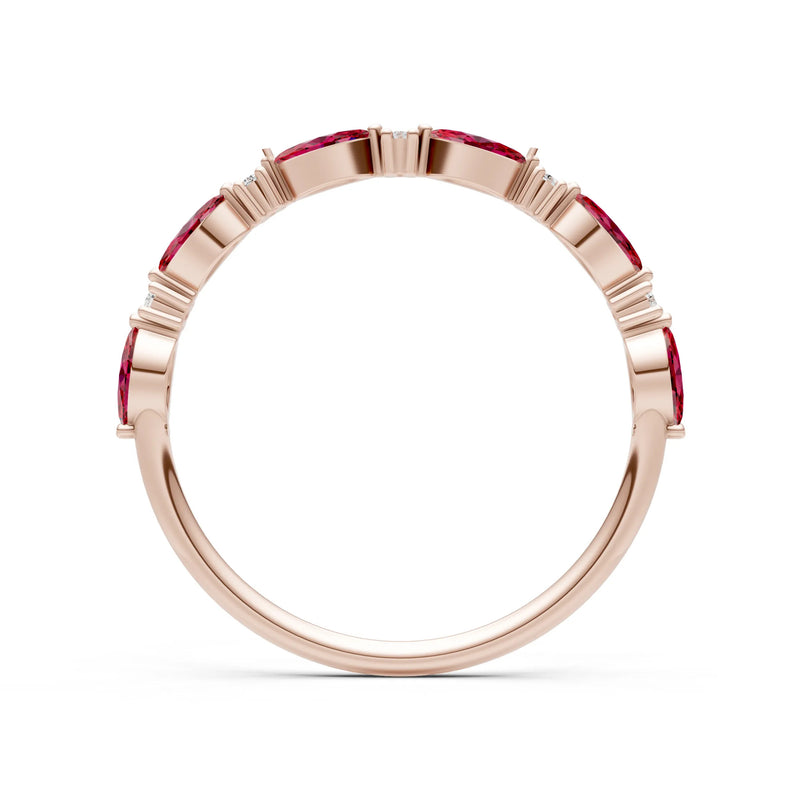 Ruby Dainty Alternating Prong Station Marquise & Round Half Band