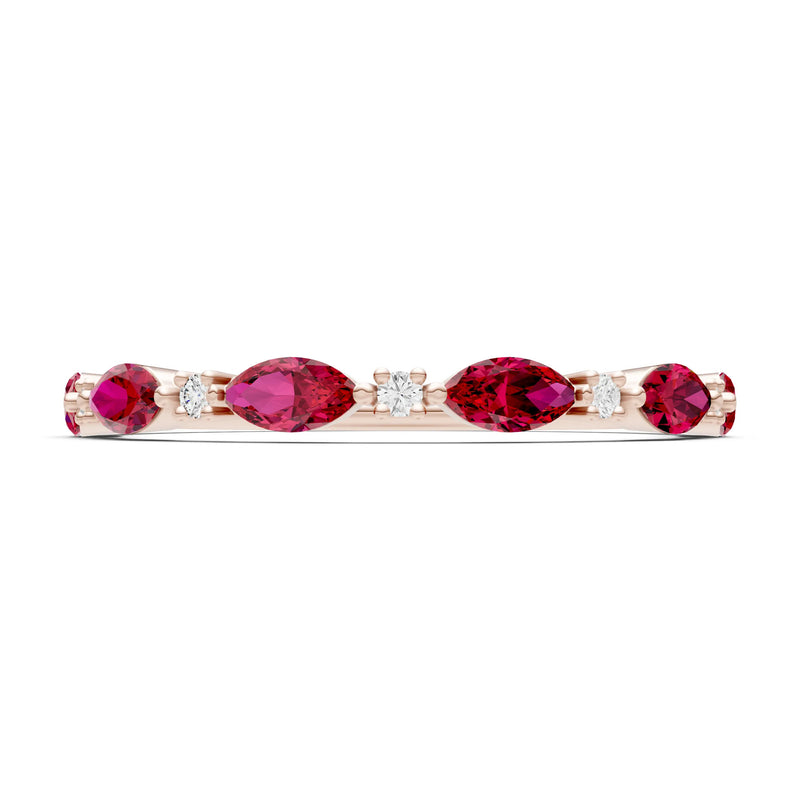 Marquise & Round Gemstone Dainty Alternating Prong Station Half Band