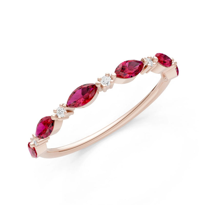 Ruby Dainty Alternating Prong Station Marquise & Round Half Band