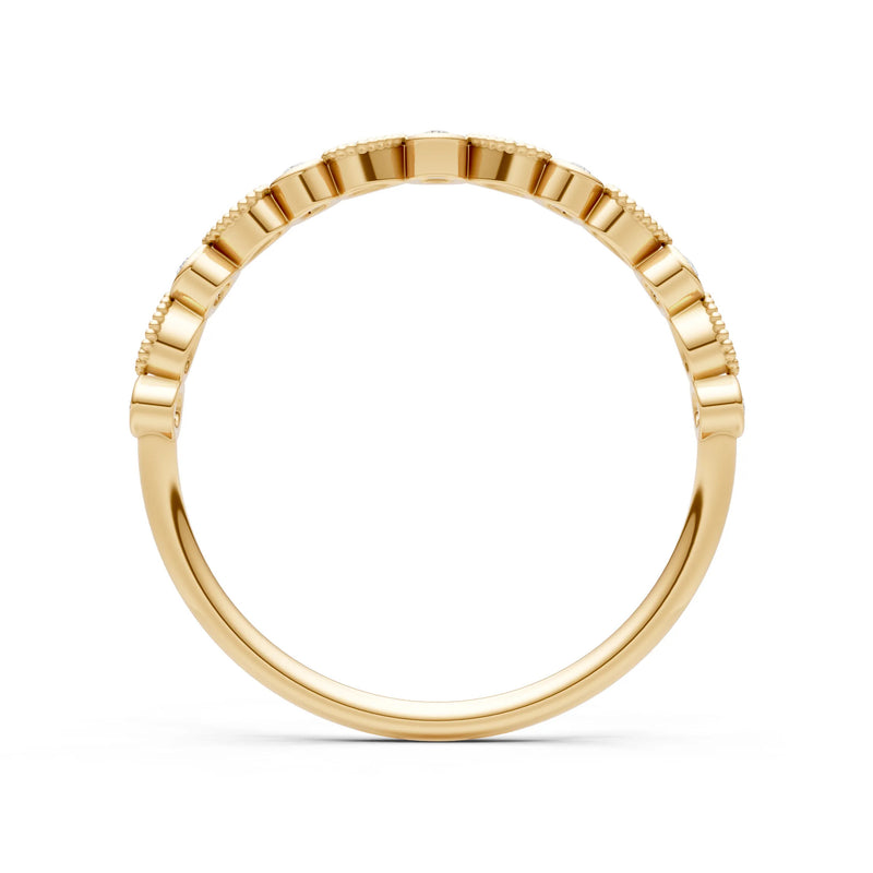 Diamond Dainty Milgrain Stacking Round Cut Ring
