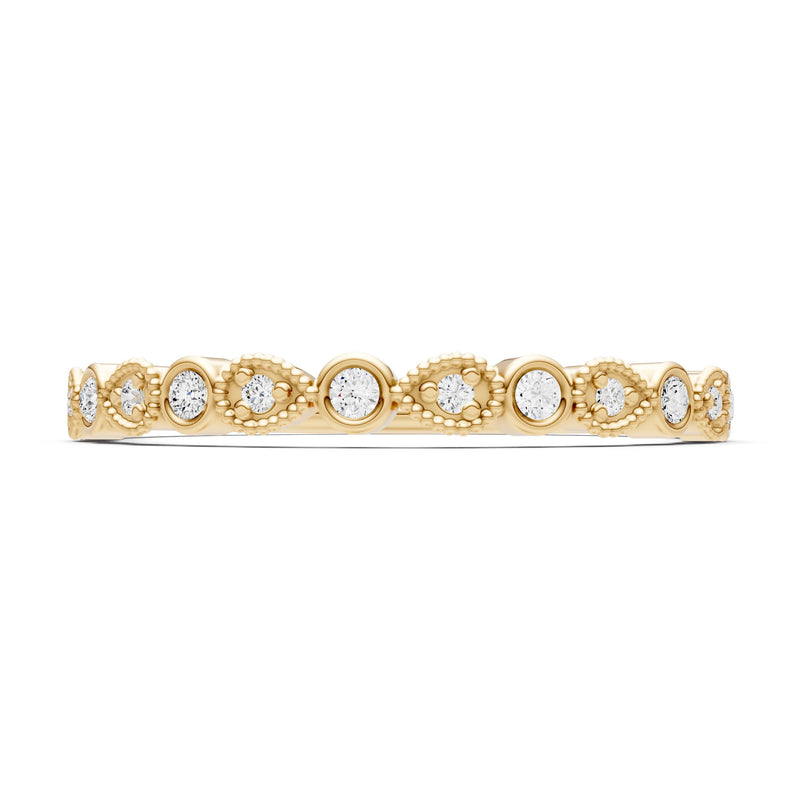 Diamond Dainty Milgrain Stacking Round Cut Ring