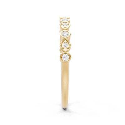 Diamond Dainty Milgrain Stacking Round Cut Ring