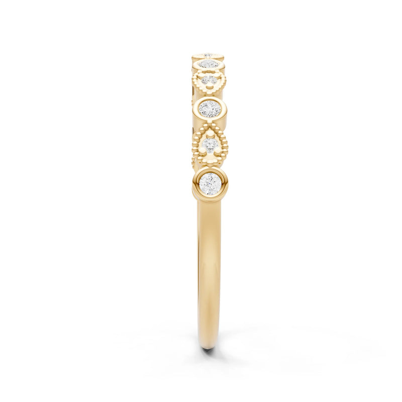 Diamond Dainty Milgrain Stacking Round Cut Ring