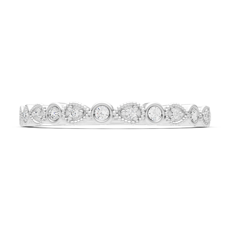 Round Gemstone Dainty Milgrain Stacking Ring