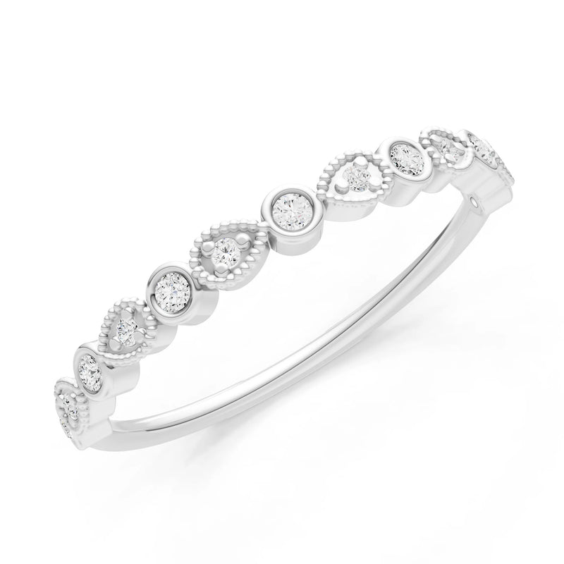 Round Gemstone Dainty Milgrain Stacking Ring