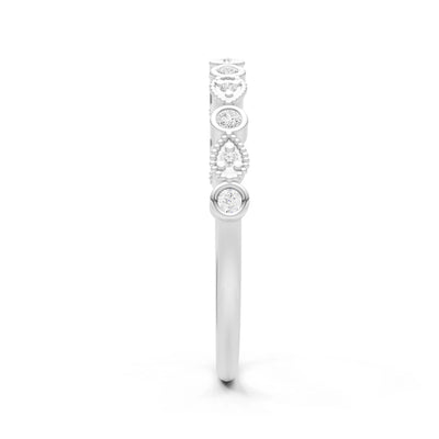 Diamond Dainty Milgrain Stacking Round Cut Ring