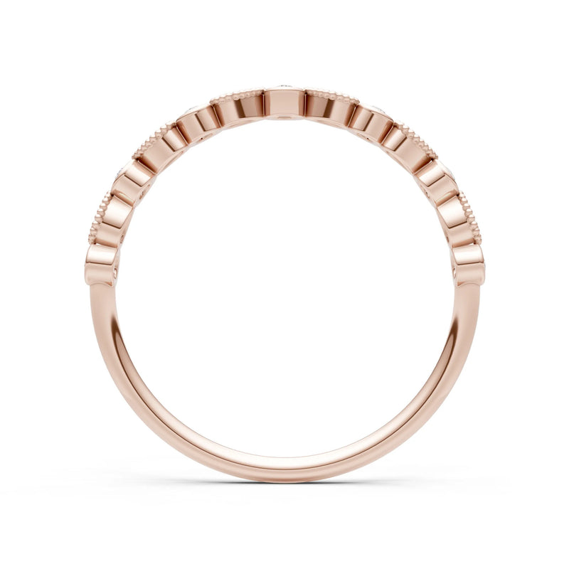 Diamond Dainty Milgrain Stacking Round Cut Ring