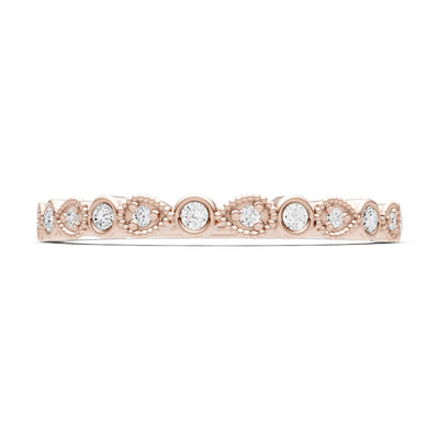 Diamond Dainty Milgrain Stacking Round Cut Ring