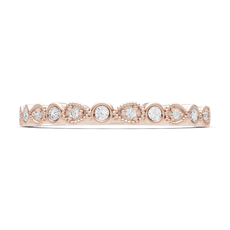 Diamond Dainty Milgrain Stacking Round Cut Ring