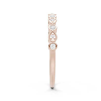 Round Gemstone Dainty Milgrain Stacking Ring