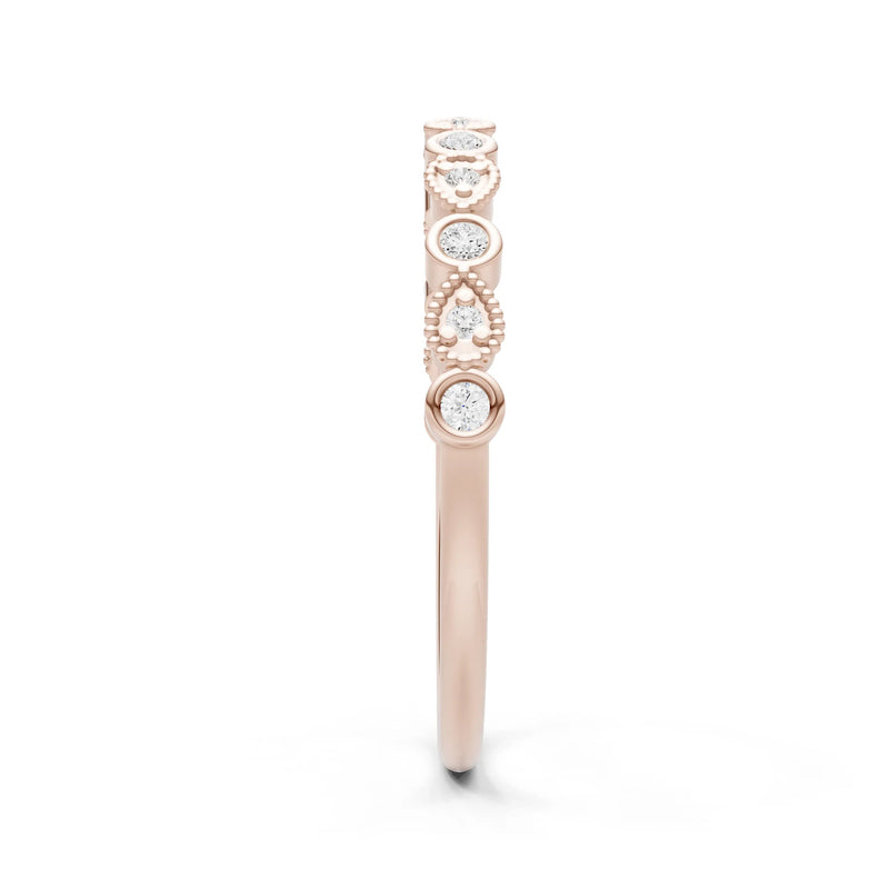 Round Gemstone Dainty Milgrain Stacking Ring