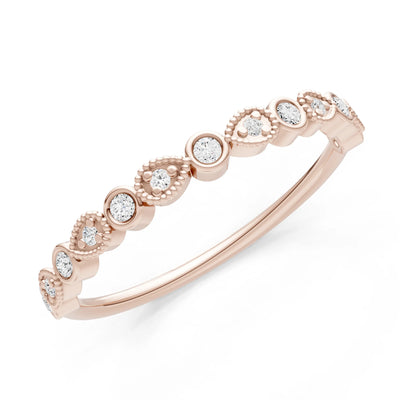 Round Gemstone Dainty Milgrain Stacking Ring