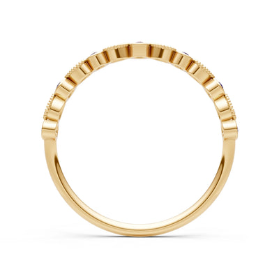 Amethyst Dainty Milgrain Stacking Round Cut Ring