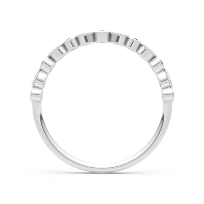 Round Gemstone Dainty Milgrain Stacking Ring