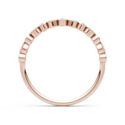 Amethyst Dainty Milgrain Stacking Round Cut Ring