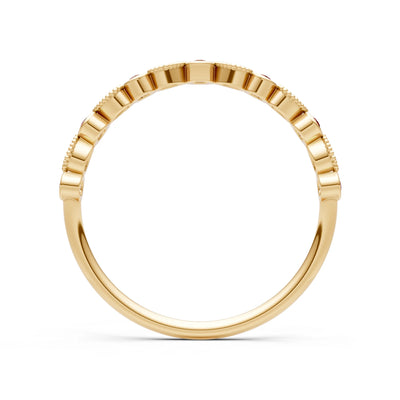 Garnet Dainty Milgrain Stacking Round Cut Ring