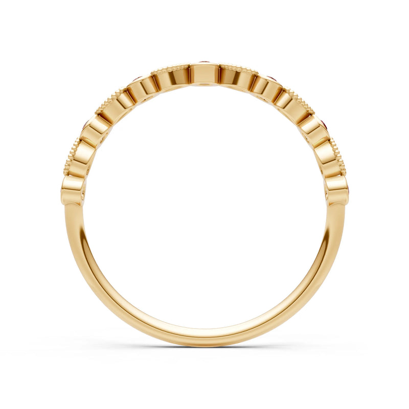 Round Gemstone Dainty Milgrain Stacking Ring