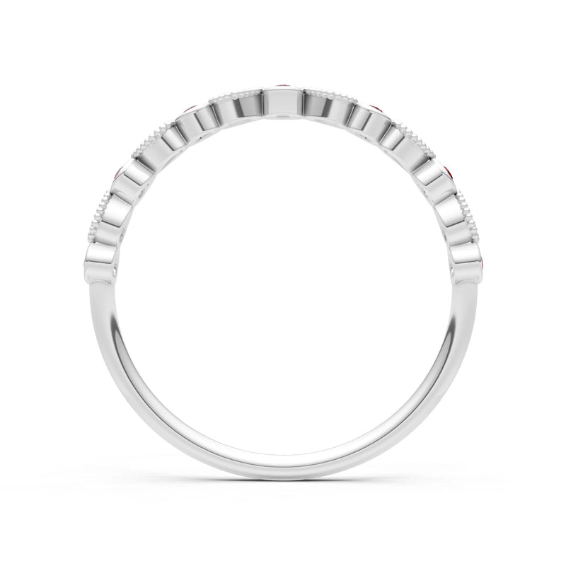 Round Gemstone Dainty Milgrain Stacking Ring