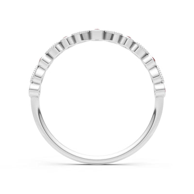 Garnet Dainty Milgrain Stacking Round Cut Ring