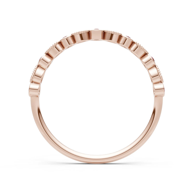 Round Gemstone Dainty Milgrain Stacking Ring