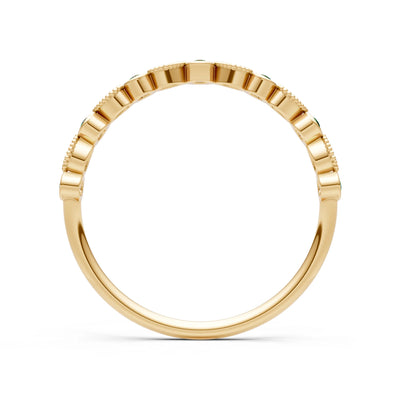 Round Gemstone Dainty Milgrain Stacking Ring