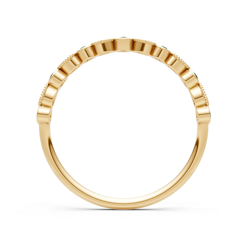 Round Gemstone Dainty Milgrain Stacking Ring