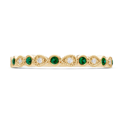 Round Gemstone Dainty Milgrain Stacking Ring