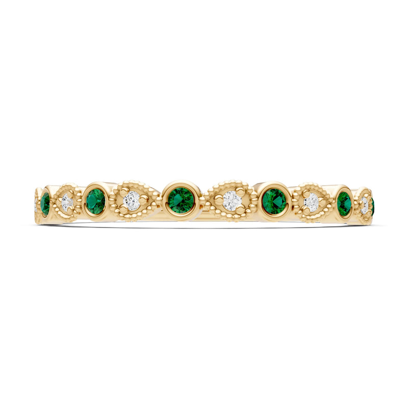 Round Gemstone Dainty Milgrain Stacking Ring
