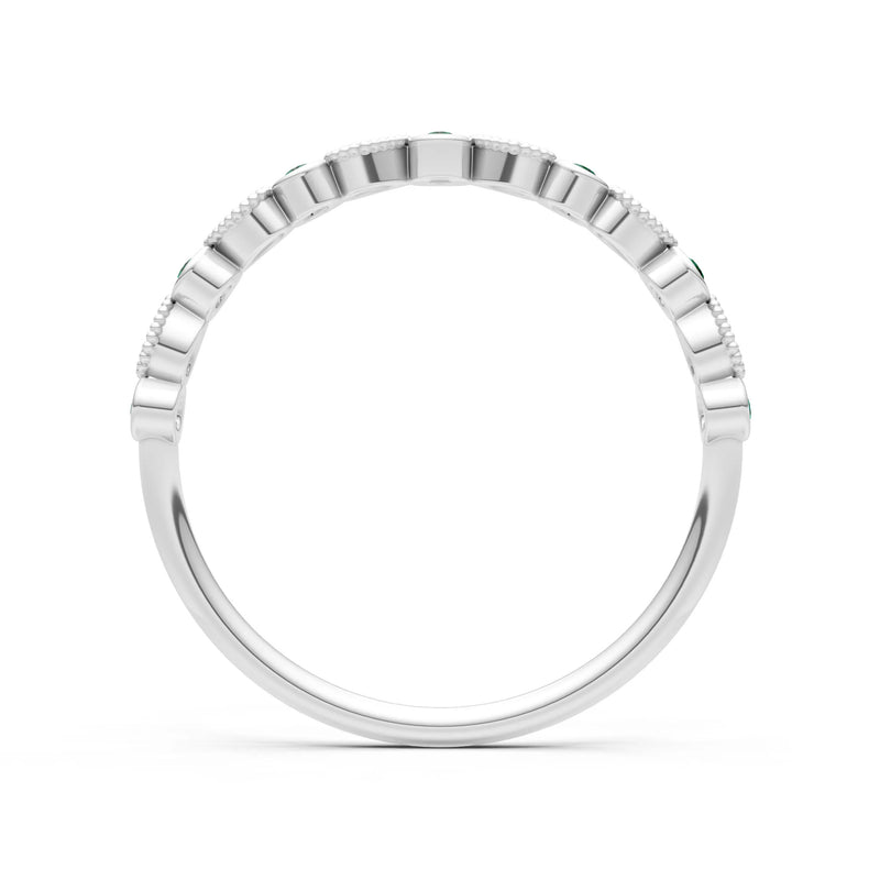 Round Gemstone Dainty Milgrain Stacking Ring