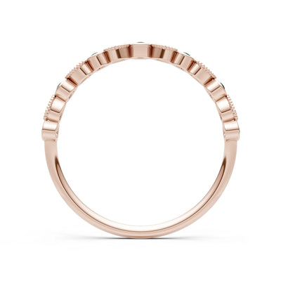 Round Gemstone Dainty Milgrain Stacking Ring