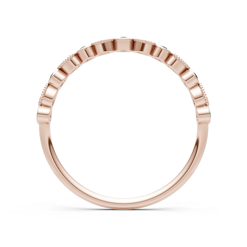 Round Gemstone Dainty Milgrain Stacking Ring