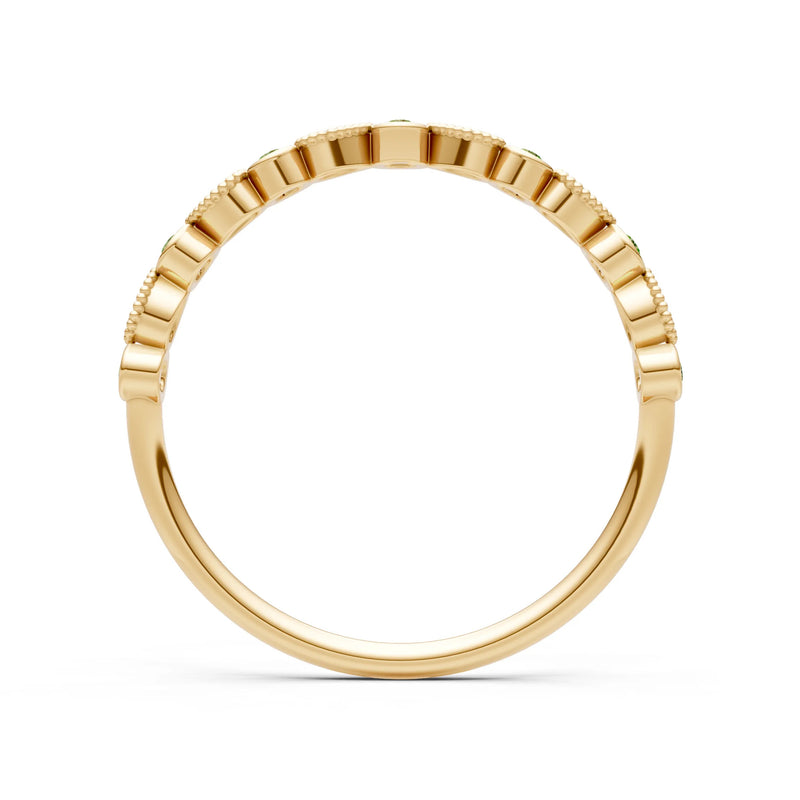 Peridot Dainty Milgrain Stacking Round Cut Ring
