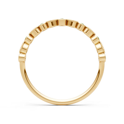 Round Gemstone Dainty Milgrain Stacking Ring