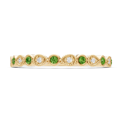 Peridot Dainty Milgrain Stacking Round Cut Ring
