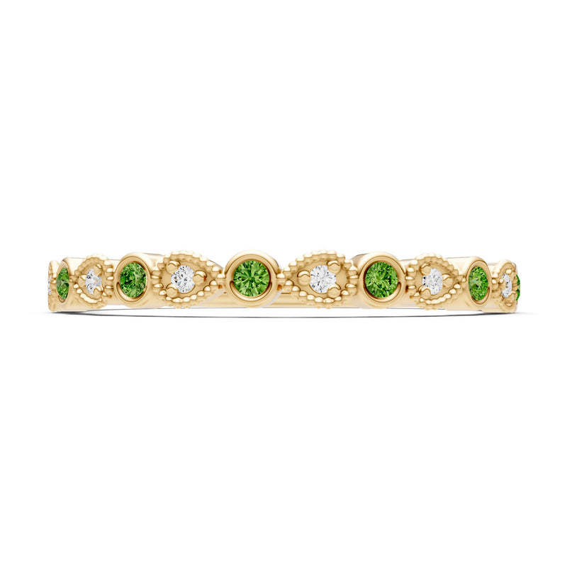Peridot Dainty Milgrain Stacking Round Cut Ring