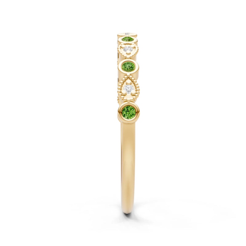 Peridot Dainty Milgrain Stacking Round Cut Ring