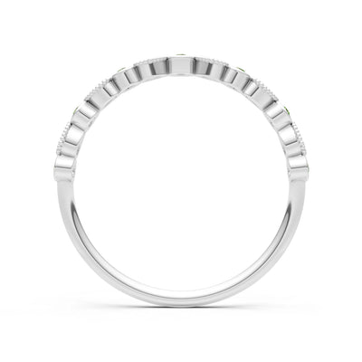 Round Gemstone Dainty Milgrain Stacking Ring