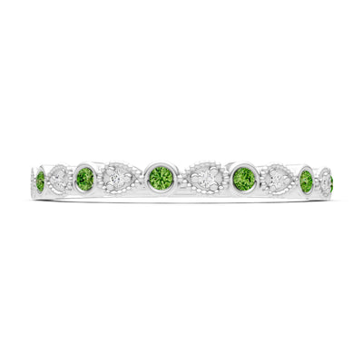 Round Gemstone Dainty Milgrain Stacking Ring