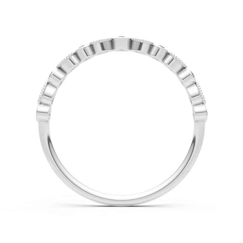Peridot Dainty Milgrain Stacking Round Cut Ring