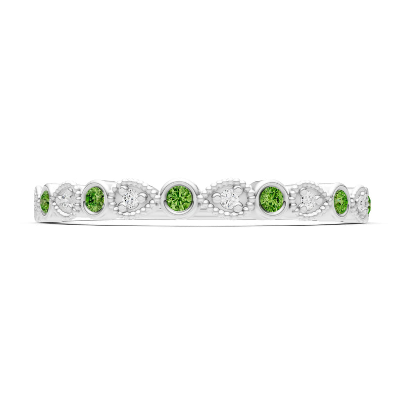 Peridot Dainty Milgrain Stacking Round Cut Ring
