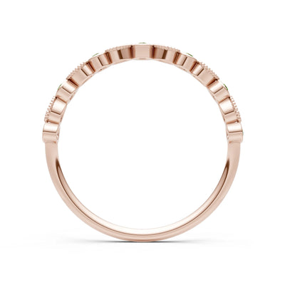 Round Gemstone Dainty Milgrain Stacking Ring