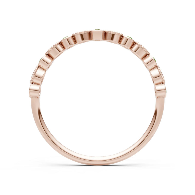 Peridot Dainty Milgrain Stacking Round Cut Ring
