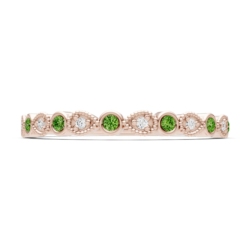 Round Gemstone Dainty Milgrain Stacking Ring