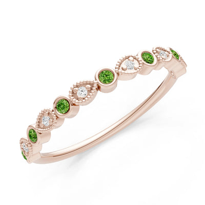 Peridot Dainty Milgrain Stacking Round Cut Ring