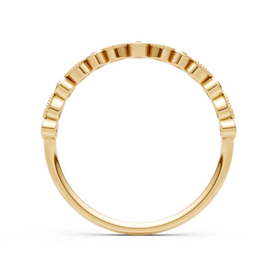 Round Gemstone Dainty Milgrain Stacking Ring